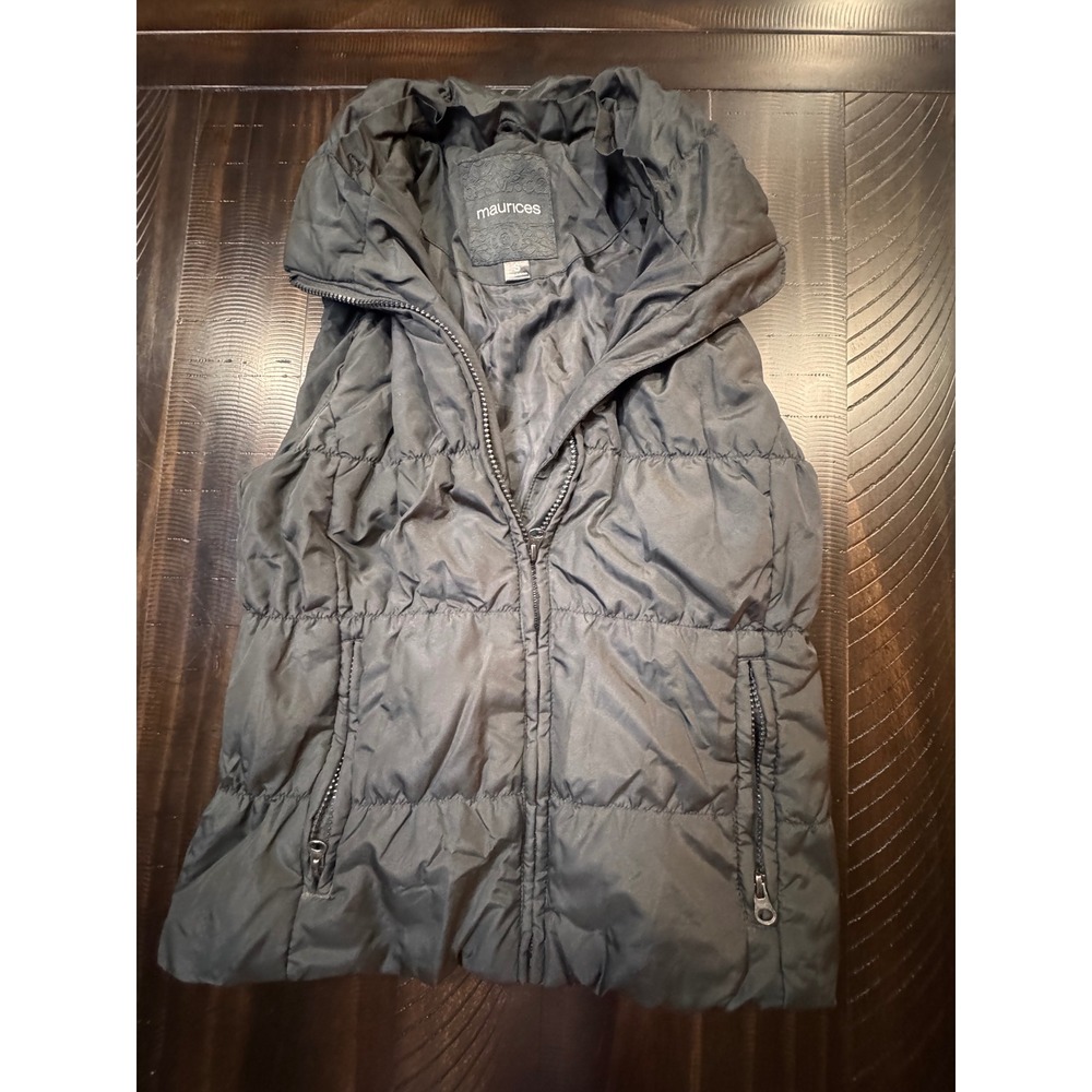 Maurices Black Puffer Vest Womens Small Full Zip Quilted with Pocket